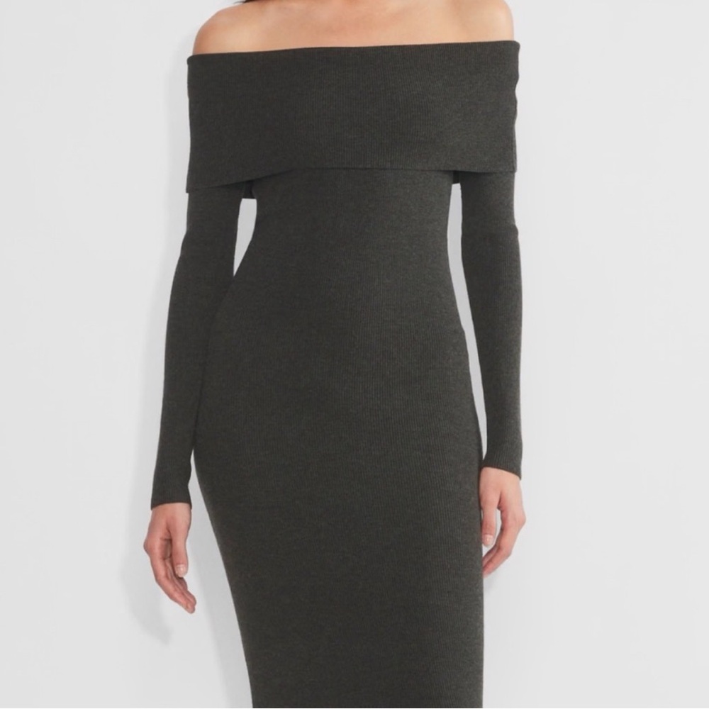 Aritzia Wilfred off the shoulder, knitted dress- charcoal